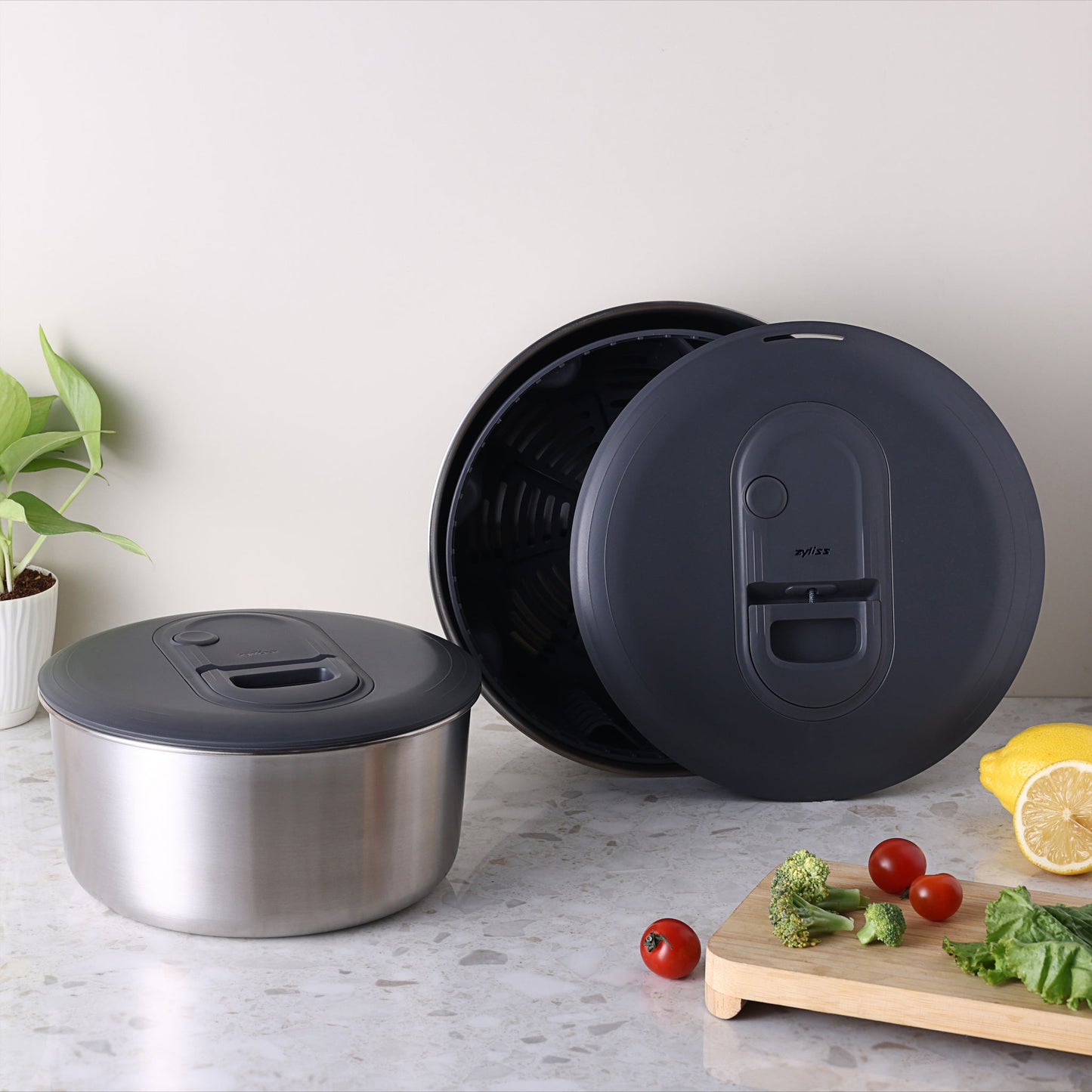 Easy Spin Salad Spinner Stainless Steel