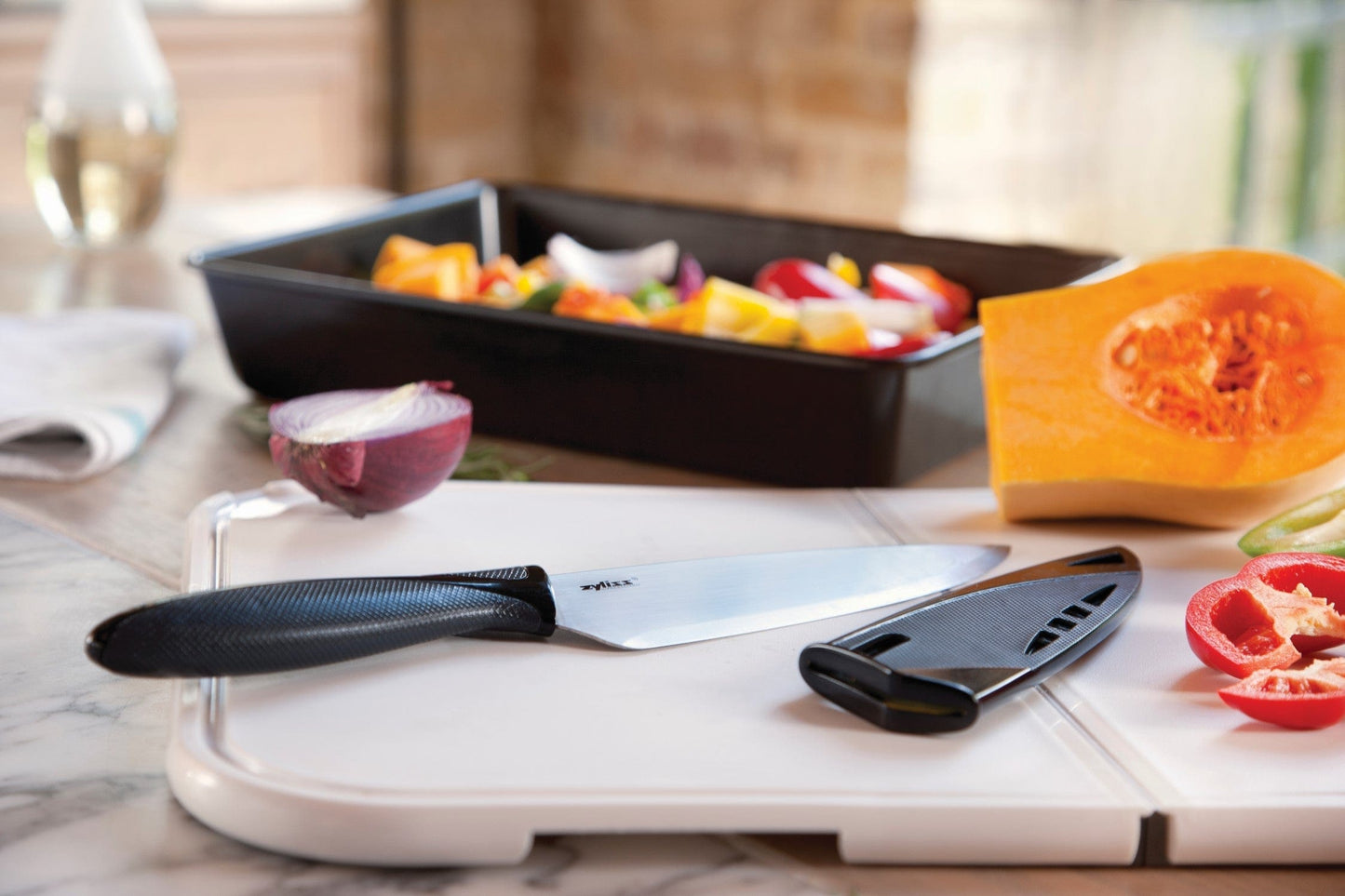 Chefs knife with sheath stainless steel blade