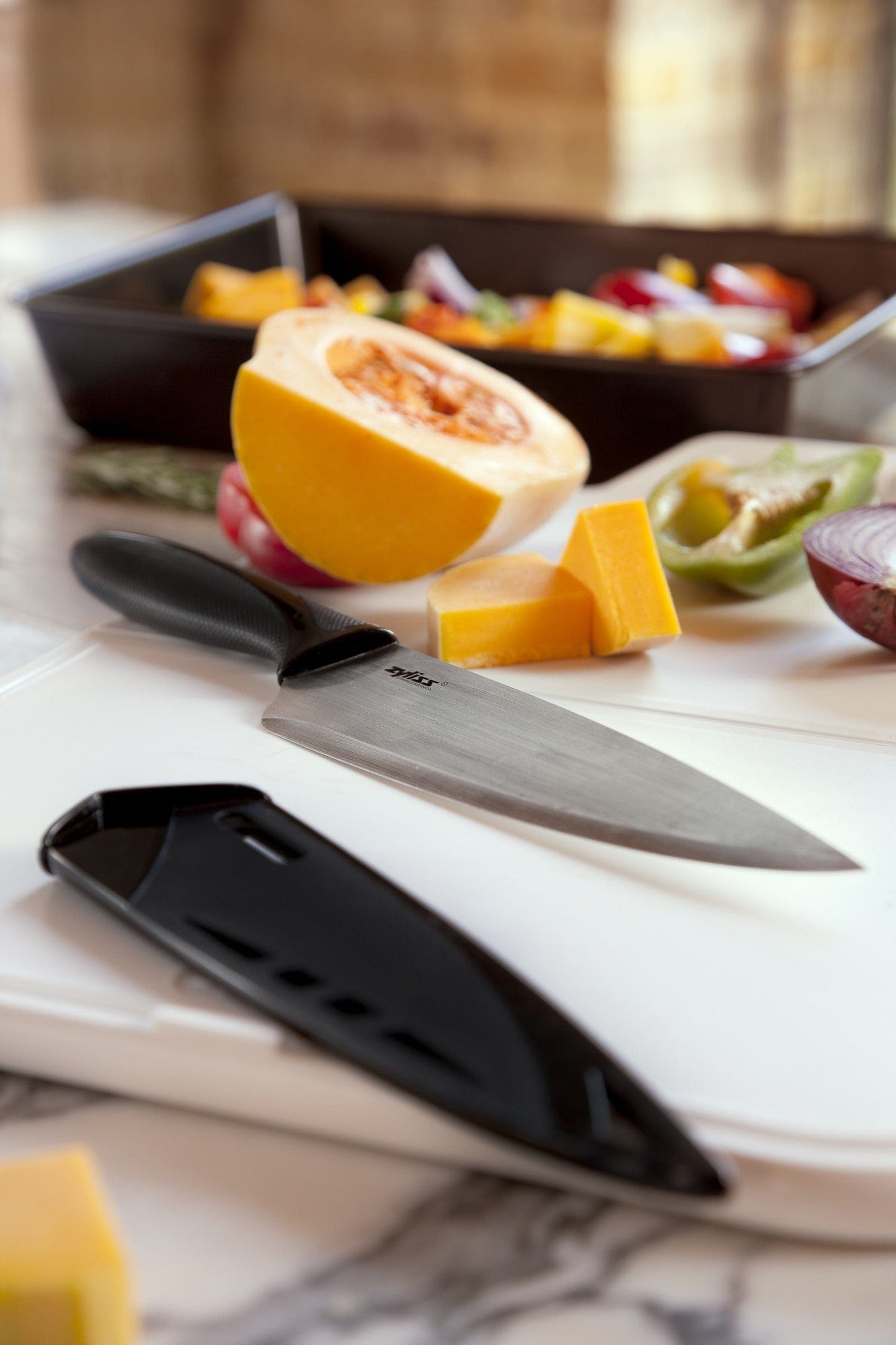 Chefs knife with sheath stainless steel blade